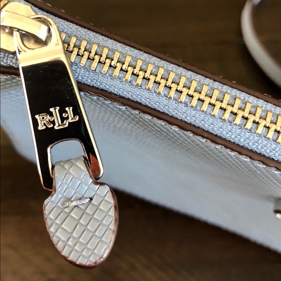 ✨Lauren Ralph Lauren Light Baby Blue Leather Crossbody Bag Summer Preppy Resort - Picture 4 of 8